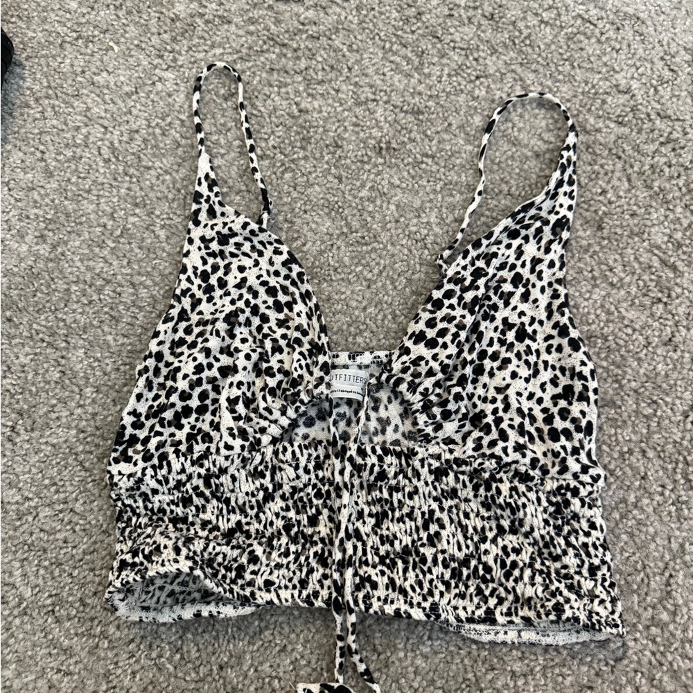 Urban Outfitters Black and White Spotted Tank Top